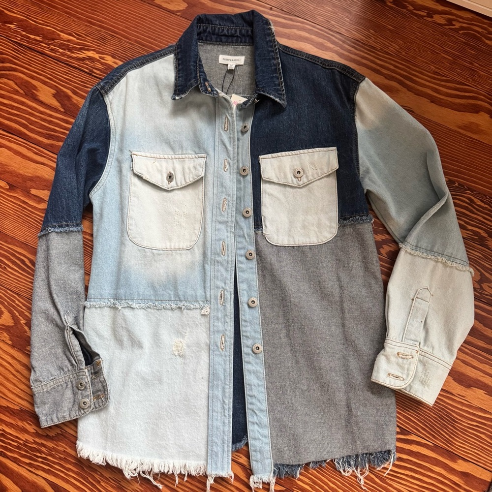 NEW Patchwork Denim Shacket Size M Boho